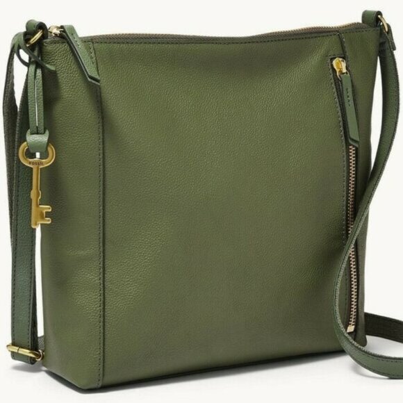 Fossil Tara Leather Crossbody Purse Handbag - Green Moss - Picture 3 of 12